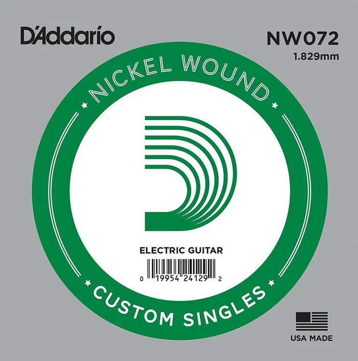 5 x D’Addario NW072 Single Nickel Wound .072 Electric Guitar Strings, String