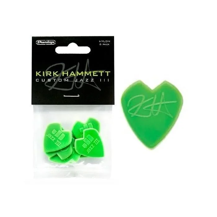 6 x Kirk Hammett Custom Jazz III Green Picks 47KPH3N Jim Dunlop