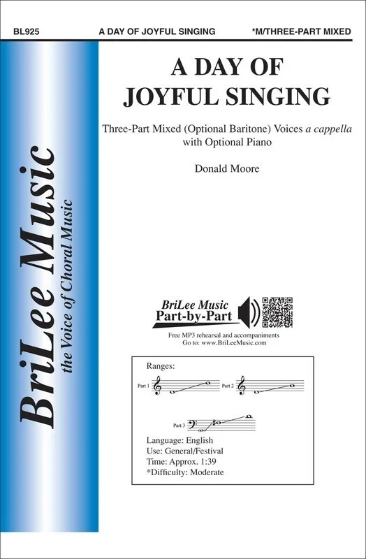 A Day Of Joyful Singing 3 Part Mixed A Cappella (Octavo) Book