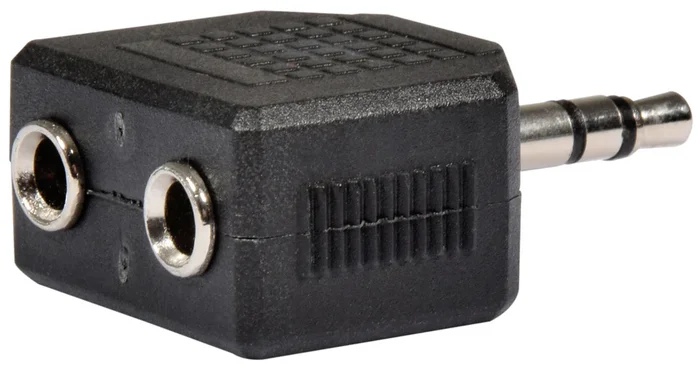 Adaptor 3.5mm Stereo Jack Plug – 2 x 3.5mm Stereo Jack Sockets