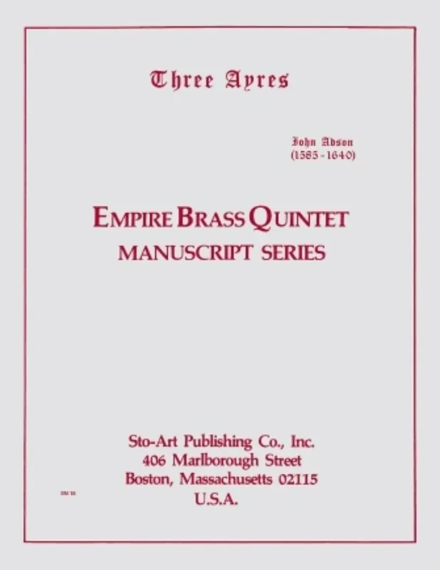 Adson 3 Ayers Brass Quintet Book