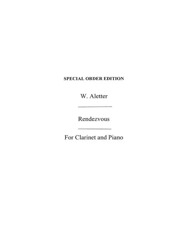 Aletter Rendezvous Clar/Piano(Archive Ed) Book