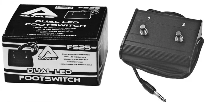 AMS FS25 Footswitch On/Off Stereo Cable W/2 Leds Printed