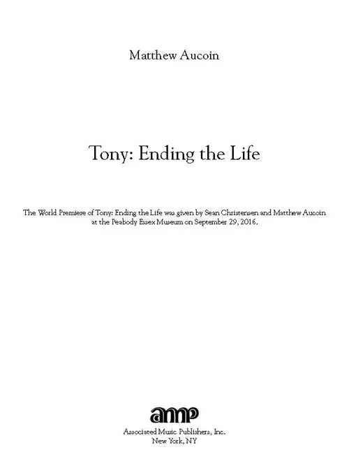 Aucoin: Tony – Ending the Life