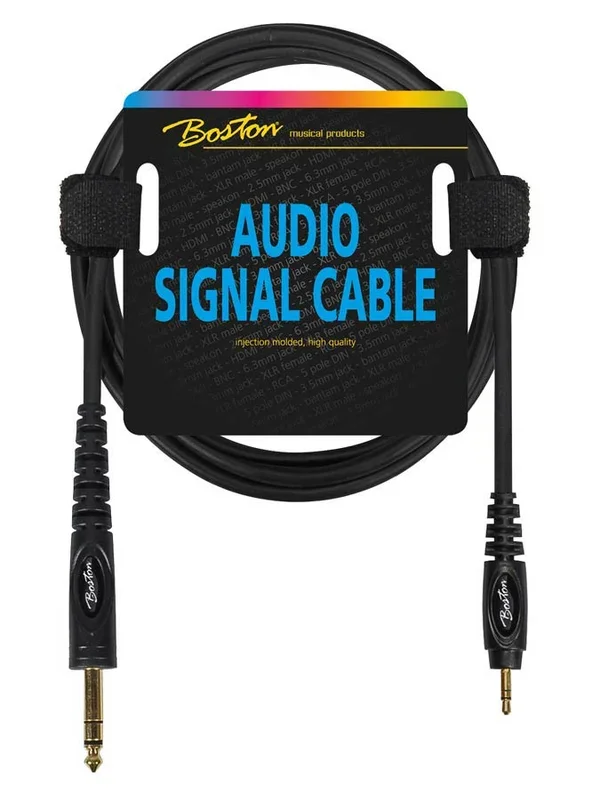 Audio signal cable, 3.5mm jack stereo to 6.3mm jack stereo, 0.75 meter
