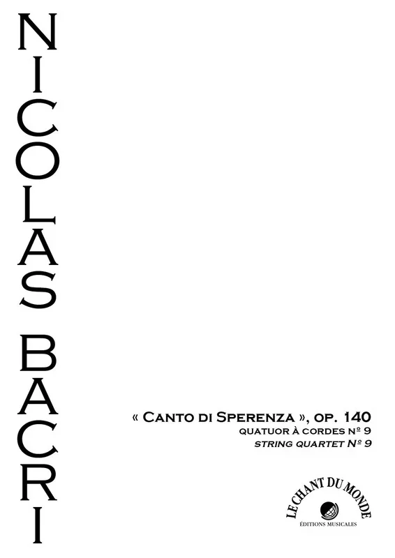 Bacri – String Quaret No 9 Op 140 Score/Parts