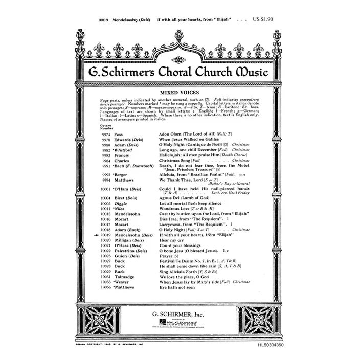 Bartholdy, Felix Mendelssohn – If With All Your Hearts From Elijah