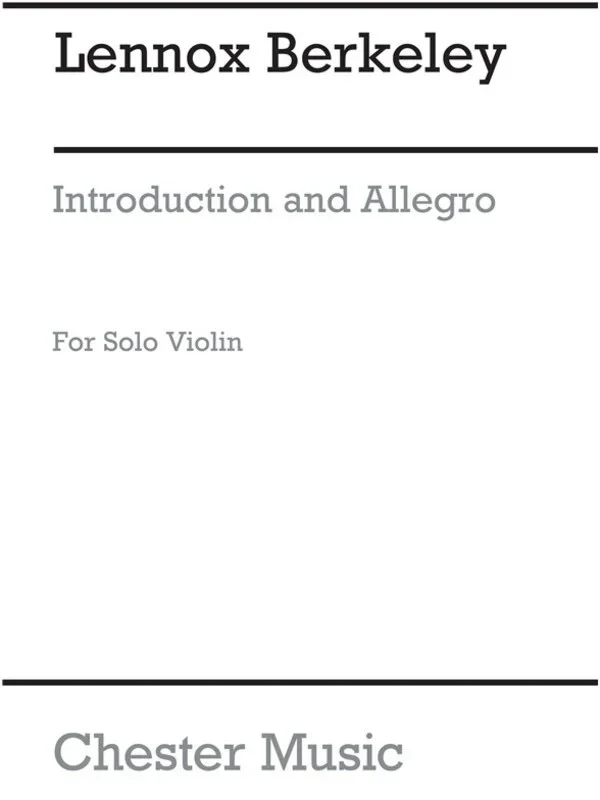 Berkeley – Introduction And Allegro Op 24 Solo Violin (Softcover Book)