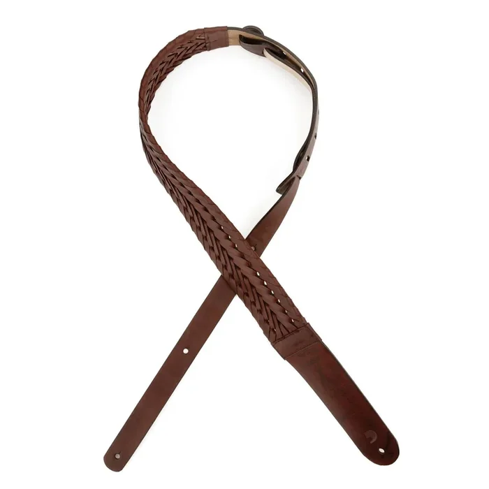 Braided Leather Guitar Strap, brown – by D’Addario