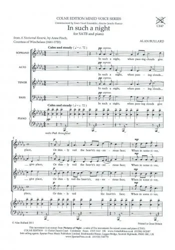 Bullard : In Such A Night: Vocal: SATB & Piano