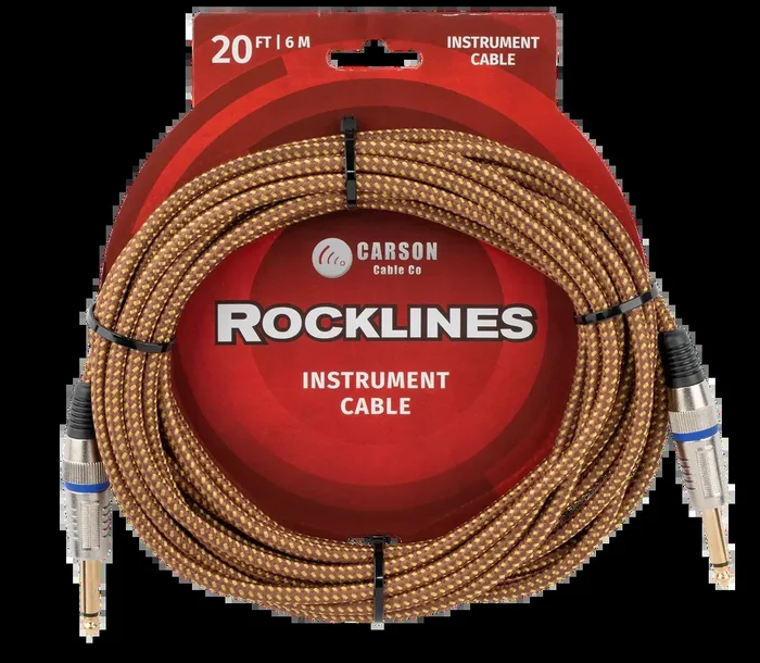 Carson Cable Co Rocklines 20ft Braided Vintage Tweed Guitar Cable