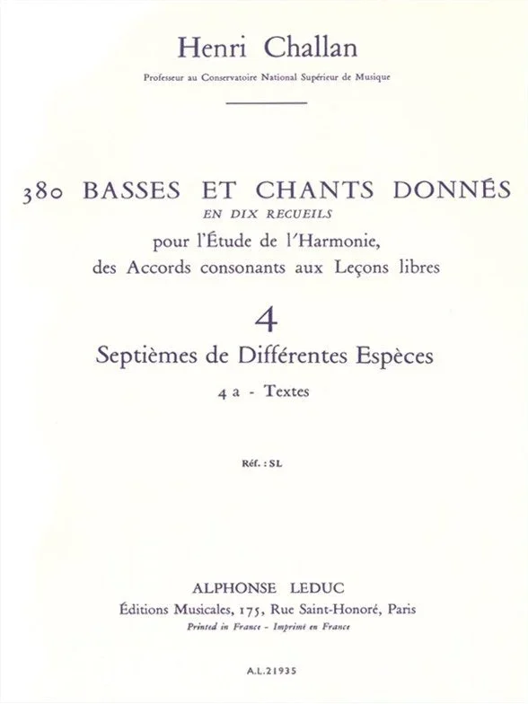 Challan: Basses et Chants Donnés – 4a (Septièmes de différentes epèces)