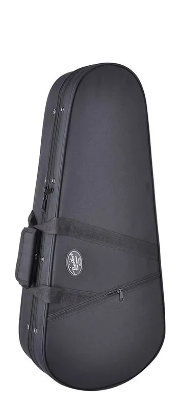 Cloth covered polystyrene case for mandolin, with accessory pocket and back strap