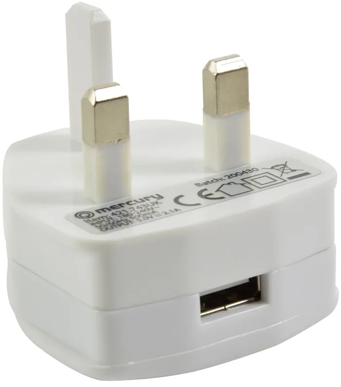 Compact USB Mains Charger 2.1A