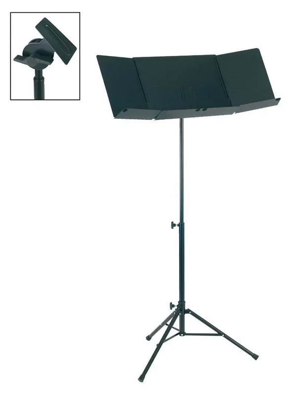 Conductor stand with exta large 3-piece desk, metal, black, removable 90×31 cm. desk