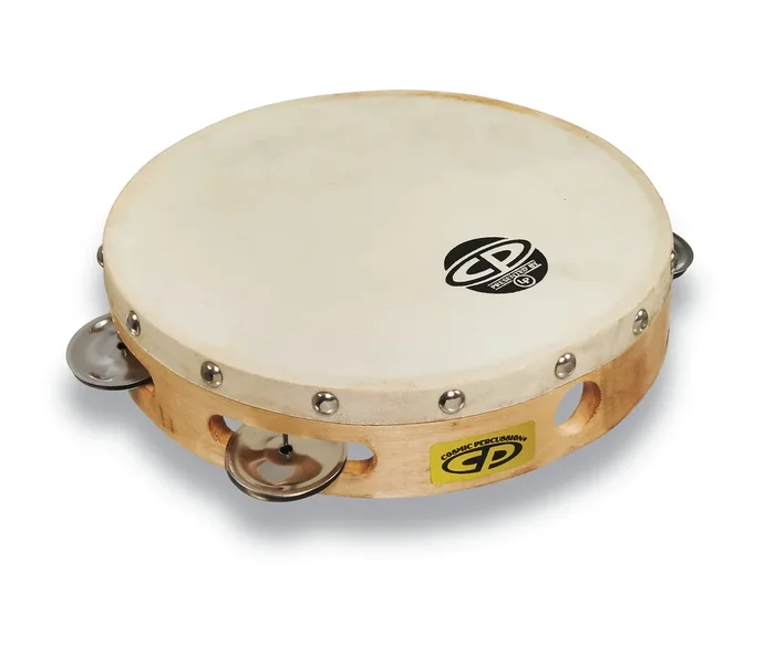 CP by Latin Percussion CP378 8″ Handheld Single Row Headed Tambourine – Steel Jingles