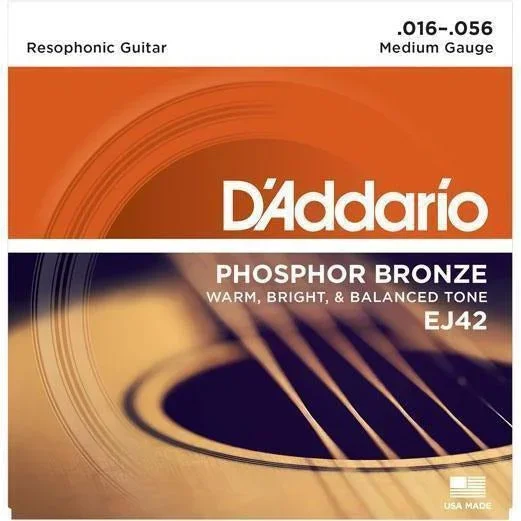 D’Addario EJ42 Phosphor Bronze Resophonic Guitar Strings, 16-56