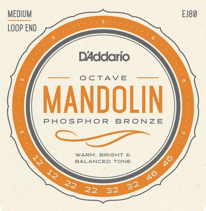 D’Addario EJ80 Phosphor Bronze Octave Mandolin Strings, Medium, 12-46