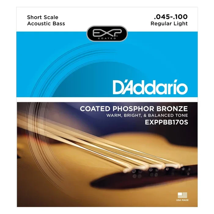 D’Addario EXPPBB170S Phosphor Bronze Coated Acoustic Bass Strings, Short Scale, 45-100