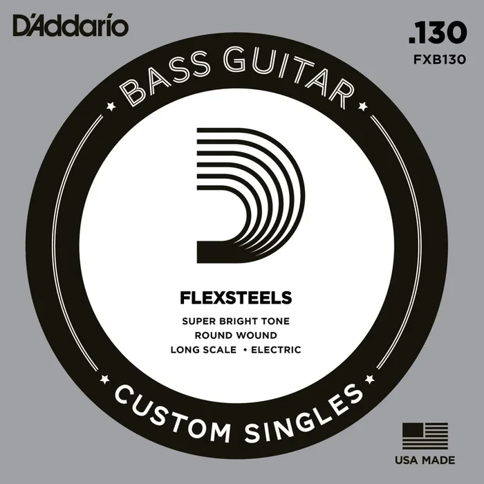 D’Addario FXB130 FlexSteels Bass Guitar Single String, Long Scale, .130