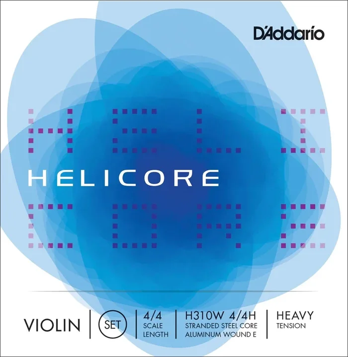 D’Addario Helicore Violin String Set with Wound E, 4/4 Scale, Heavy Tension