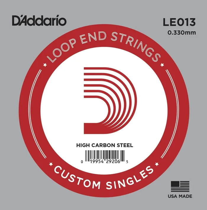 D’Addario LE013 Plain Steel Loop End Single String, .013