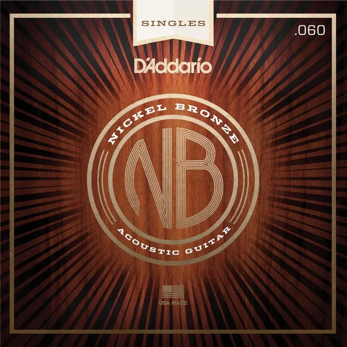 D’Addario NB060 Nickel Bronze Wound Acoustic Guitar Single String, .060