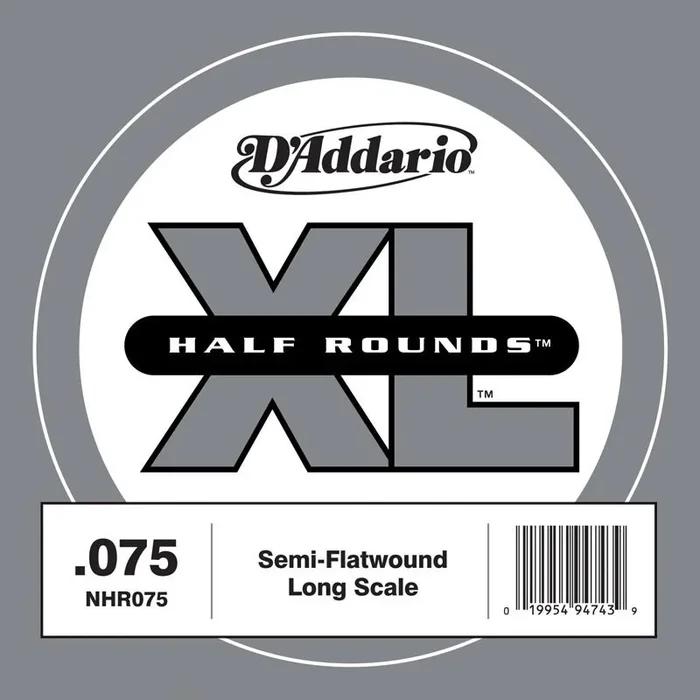 D’Addario NHR075 Half Round Bass Guitar Single String, Long Scale, .075