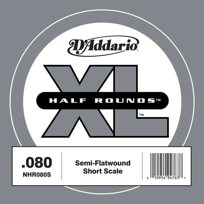 D’Addario NHR080S Half Round Bass Guitar Single String, Short Scale, .080