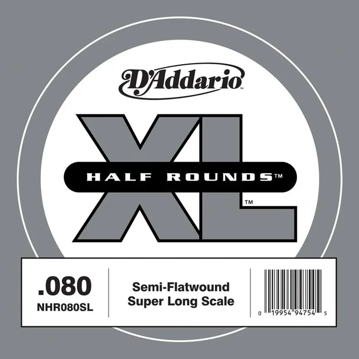 D’Addario NHR080SL Half Round Bass Guitar Single String, Super Long Scale, .080