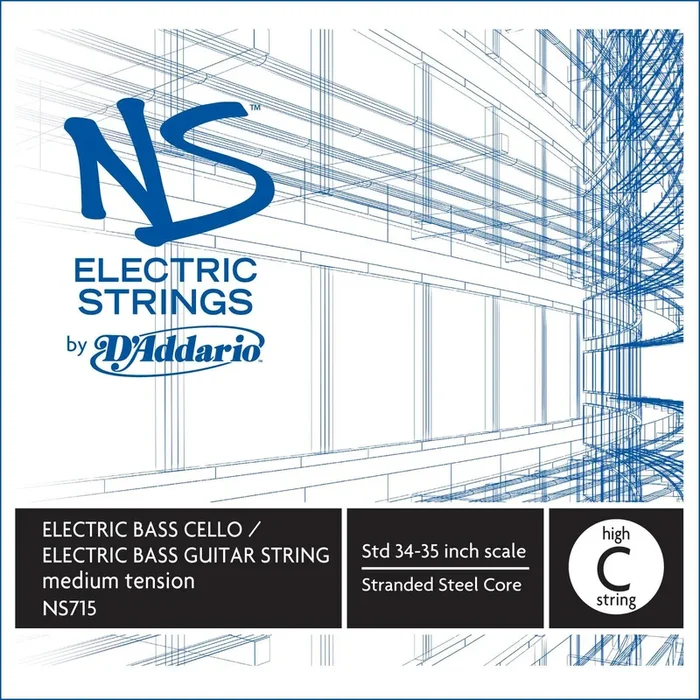 D’Addario NS Electric Bass/Cello Single High C String, 4/4 Scale, Medium Tension