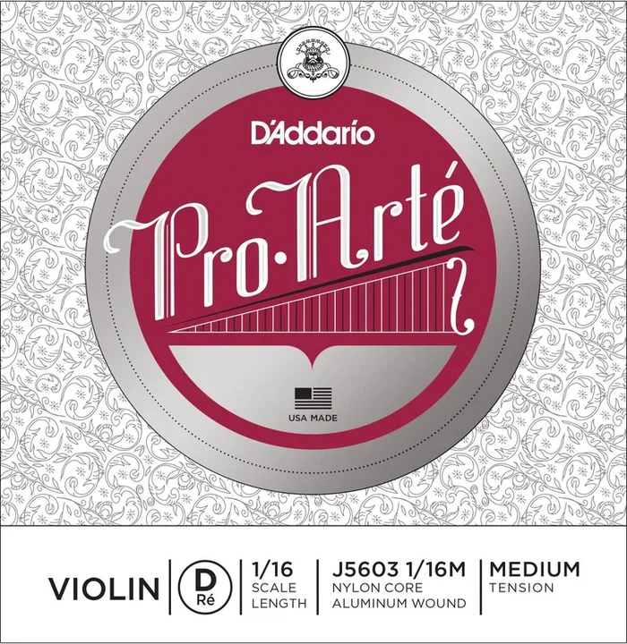 D’Addario Pro-Arte Violin Single D String, 1/16 Scale, Medium Tension
