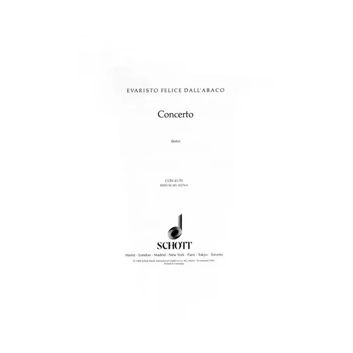 Dall’Abaco, Evaristo Felice – Concerto G Minor op. 2/5