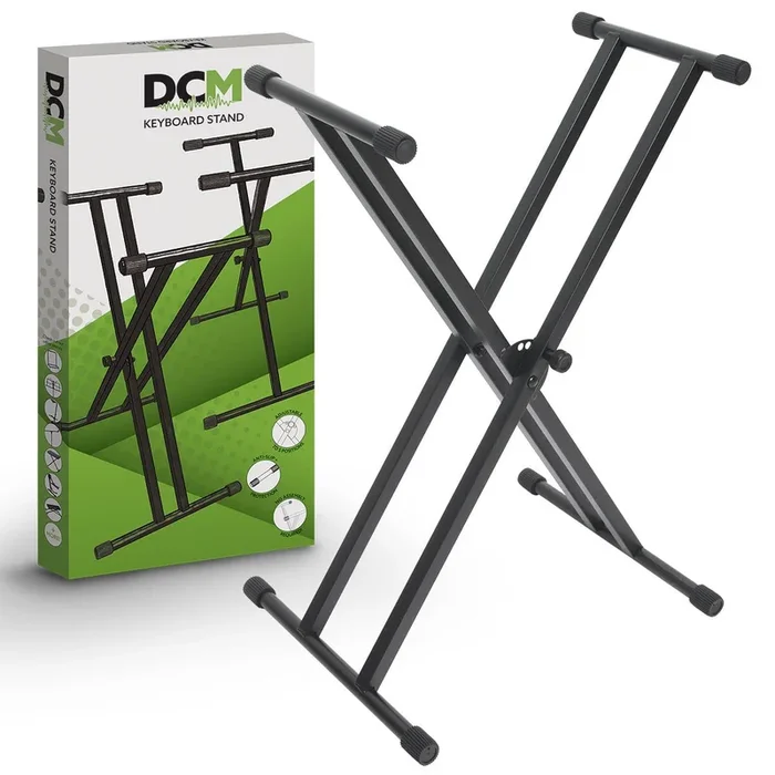 DCM STKXW-D02 Double Braced Keyboard Stand, Pre-Assembled, Black X Brace