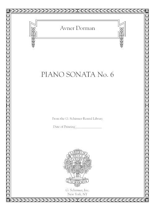 Dorman: Piano Sonata No. 6