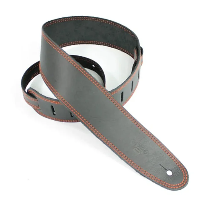 DSL Straps Classic Series Single Ply Guitar Strap 2.5in – Black/Orange Stitch