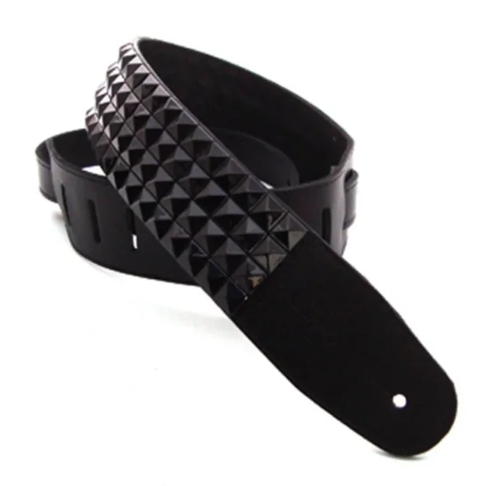 DSL Straps Metal Series Pyramid Metal Leather Guitar Strap 2.5in – Pyramid Black