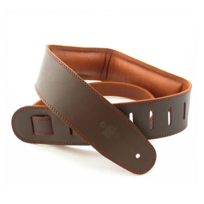 DSL Straps Premium Series Garment Leather Guitar Strap 2.5in Padded Garment – Saddle Brown/Brown