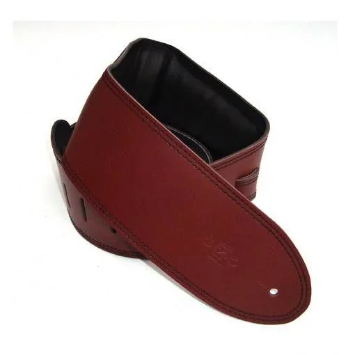 DSL Straps Premium Series Garment Leather Guitar Strap 3.5in Padded Garment – Maroon/Black