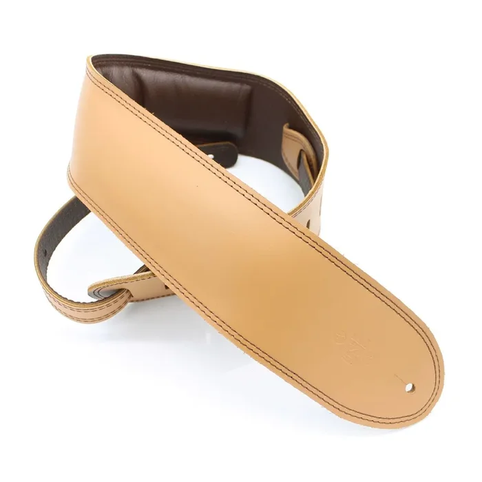 DSL Straps Premium Series Garment Leather Guitar Strap 3.5in Padded Garment – Tan/Brown