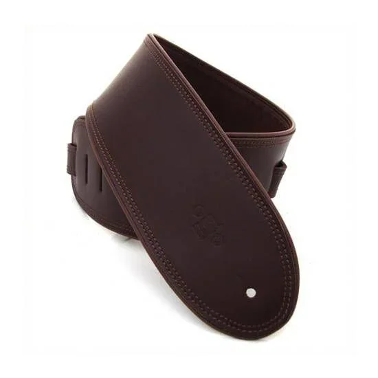 DSL Straps Premium Series Rolled Edge Leather Guitar Strap 3.5in – Saddle Brown/Brown