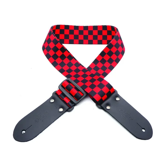DSL Straps Weaving Series Digital Print Poly Guitar Strap 2in – CHECK-RED