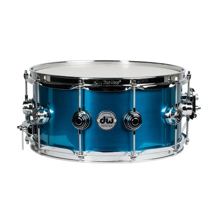 DW Collectors Series 6.5×14 Snare Drum – Blue Anodized Stainless Steel Lacquer
