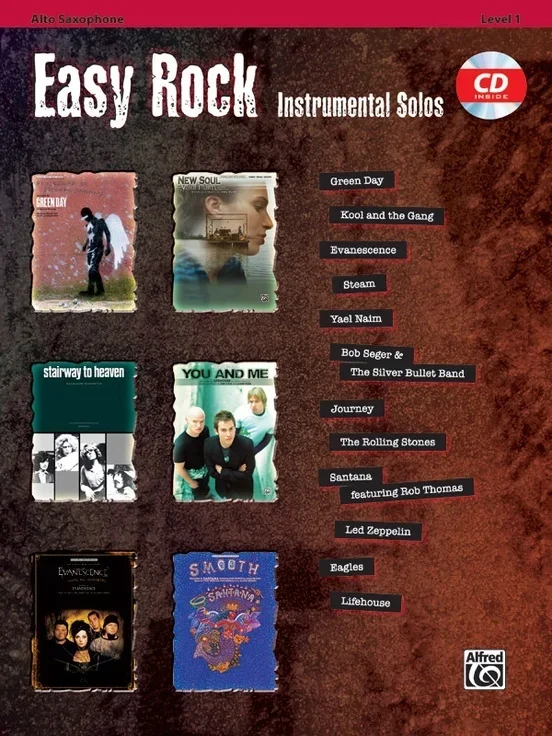 Easy Rock Inst Solos Alto Sax Book/CD