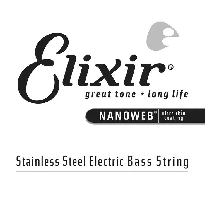 Elixir 13366 Nanoweb Single Stainless Steel Bass String .065 Gauge
