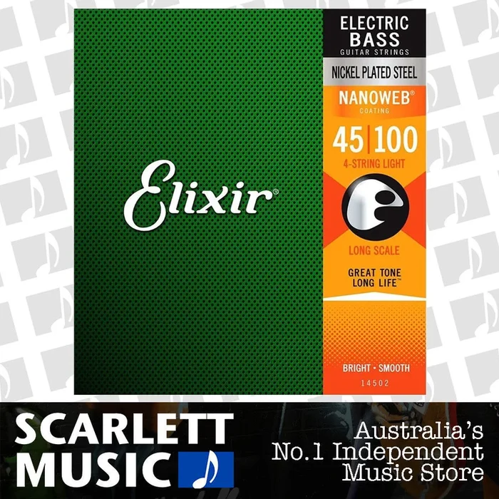 Elixir Nanoweb 14052 Light Long Scale Electric Bass Guitar Strings 45-100