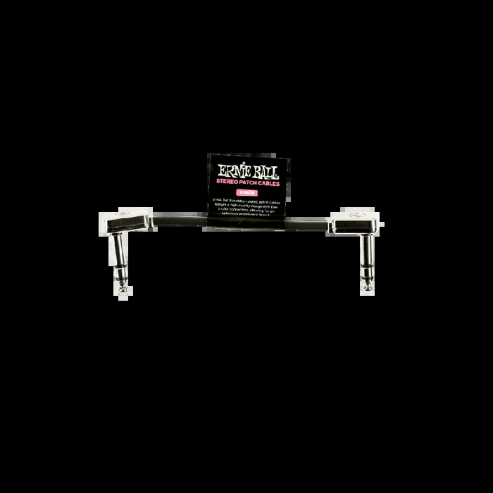 Ernie Ball 3″ Flat Ribbon Stereo Patch Cable Black