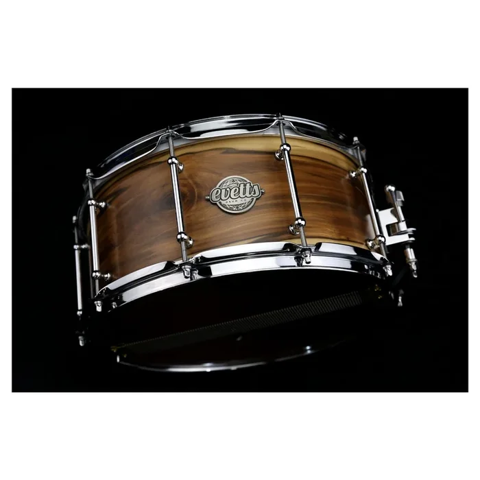 Evetts 14 x 6.5 inch Jarrah Ply Snare Drum in Smooth Satin- Blackheart Sassafras