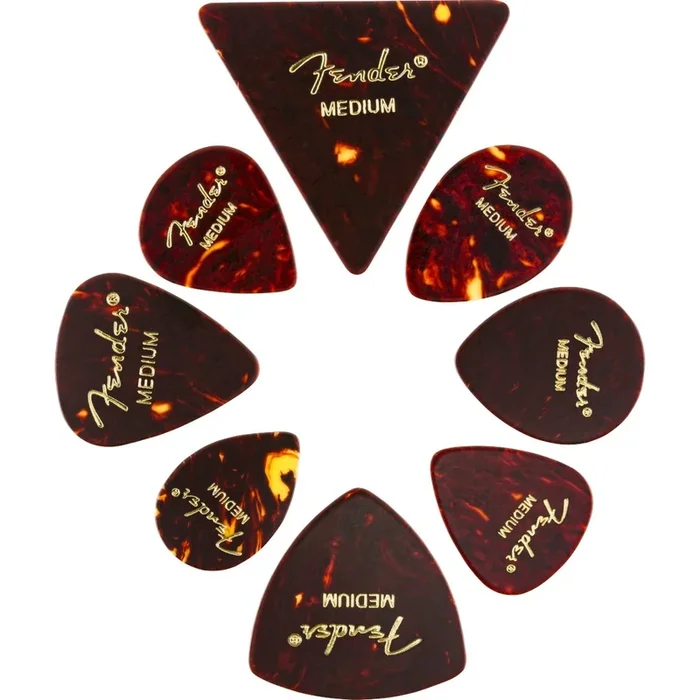 Fender All Shapes Celluloid Medley – Medium Guitar Picks (8-Pack)