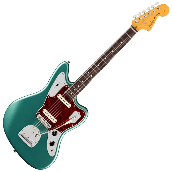 Fender American Professional Classic Jaguar Electric Guitar Rosewood in Faded Sherwood Green Metallic w/Deluxe Bag – 0114990374